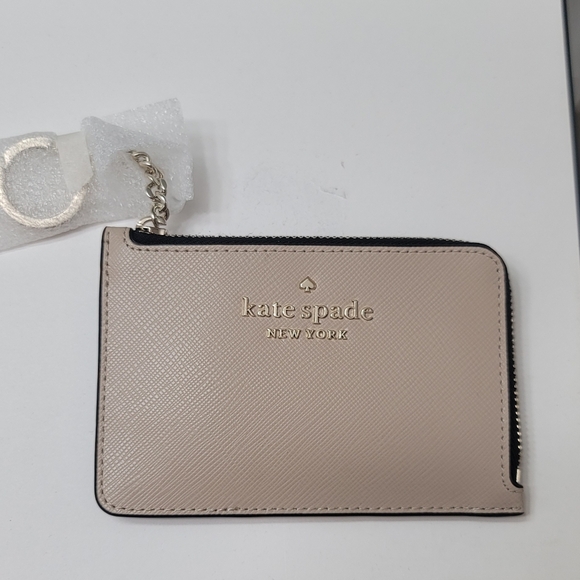 KATE SPADE Cameron L-Zip Card Holder Beige Saffiano Leather - Picture 7 of 11